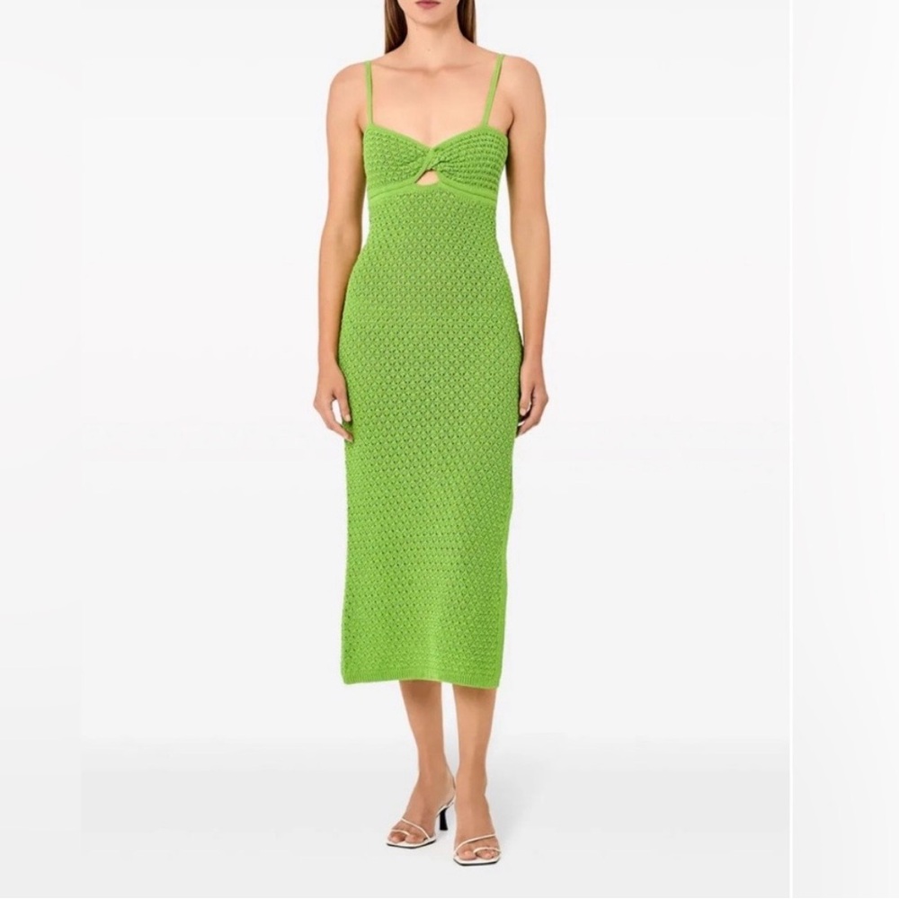 Nicholas crochet-knit green midi dress
